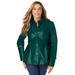 Plus Size Women's Leather Peplum Jacket by Jessica London in Emerald Green (Size 14 W)