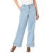 Plus Size Women's Invisible Stretch® Contour High-Waisted Wide-Leg Jean by Denim 24/7 in Light Wash (Size 26 W)