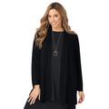 Plus Size Women's Stretch Knit Open Front Knit Topper by The London Collection in Black (Size 4X)