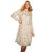 Plus Size Women's Coraline Metallic Print Georgette Dress by June+Vie in Oatmeal (Size 26/28)