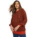Plus Size Women's Jacquard Pullover Sweater by June+Vie in Copper Ikat Medallion (Size 10/12)
