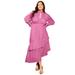 Plus Size Women's Asymmetrical Chiffon Midi Dress by June+Vie in Mauve Orchid (Size 10/12)