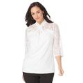 Plus Size Women's Lace Twist Top by Jessica London in White (Size 2X)