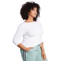 Plus Size Women's Ruched-Sleeve Tee by June+Vie in White (Size 30/32)