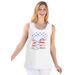 Plus Size Women's Red, White & Blue Snoopy Flag Tee by Peanuts in White Snoopy (Size 2X)