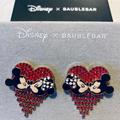 Disney Jewelry | Disney X Baublebar Mickey & Minnie Mouse Kissing Red Crystal Heart Earrings New | Color: Red | Size: Os