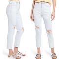 Madewell Jeans | Madewell The Petite Momjean In Harman Wash Raw-Hem Edition | Color: Blue | Size: 27p