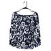 J. Crew Tops | J. Crew Women's Blouse Navy Blue White Floral Sweetheart Long Sleeve Shirt Top 4 | Color: Blue/White | Size: 4