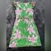 Lilly Pulitzer Dresses | Lilly Pulitzer Cherry Prep Fit & Flare Silk Blend Green Pink Twinkle Dress Xs | Color: Green/Pink | Size: Xs