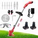 Cordless Grass Trimmer Lawn Mower, Electric Garden Handheld Strimmer,Cordless Grass Trimmer with Battery and Charger Wheels Blades 800W Powerful Electric Strimmer Garden Grass Edger,12V,2 Battery