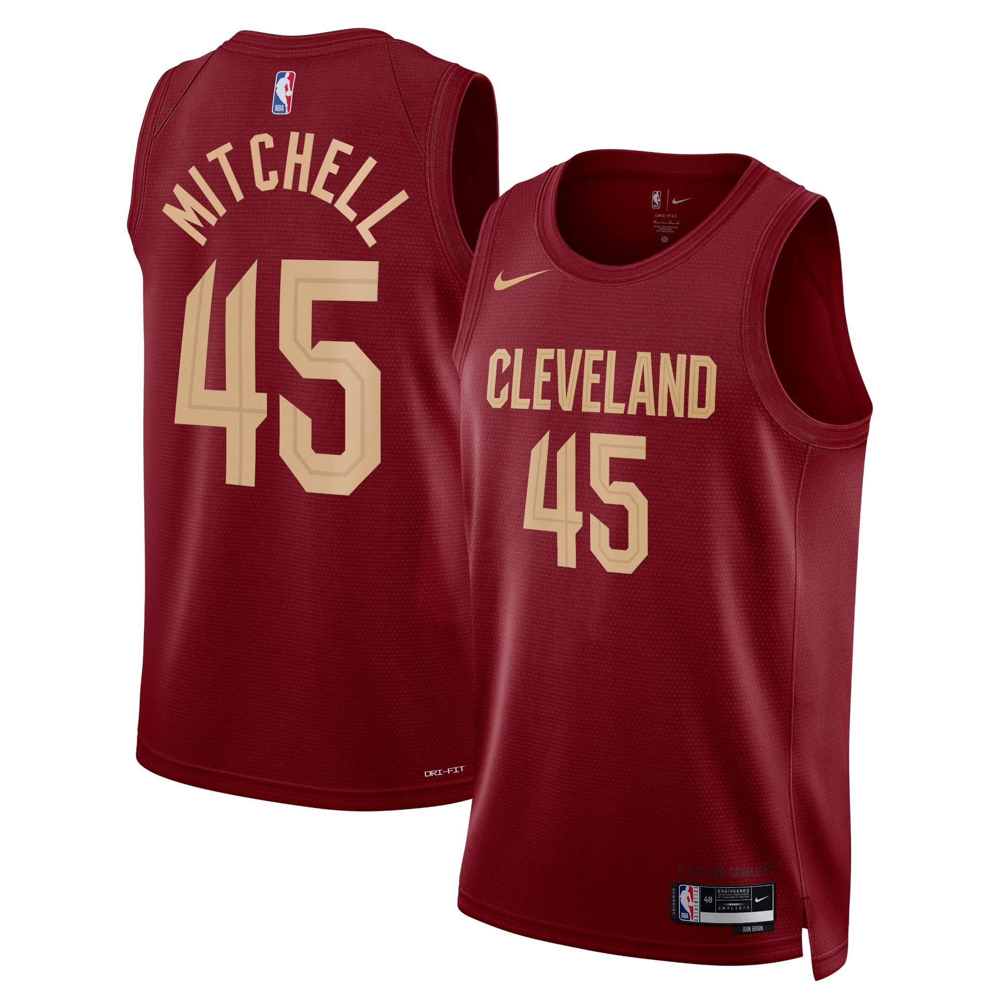 Maillot Swingman Nike Icon Edition des Cleveland Cavaliers - Marron - Donovan Mitchell - Unisexe - Homme Taille: XL