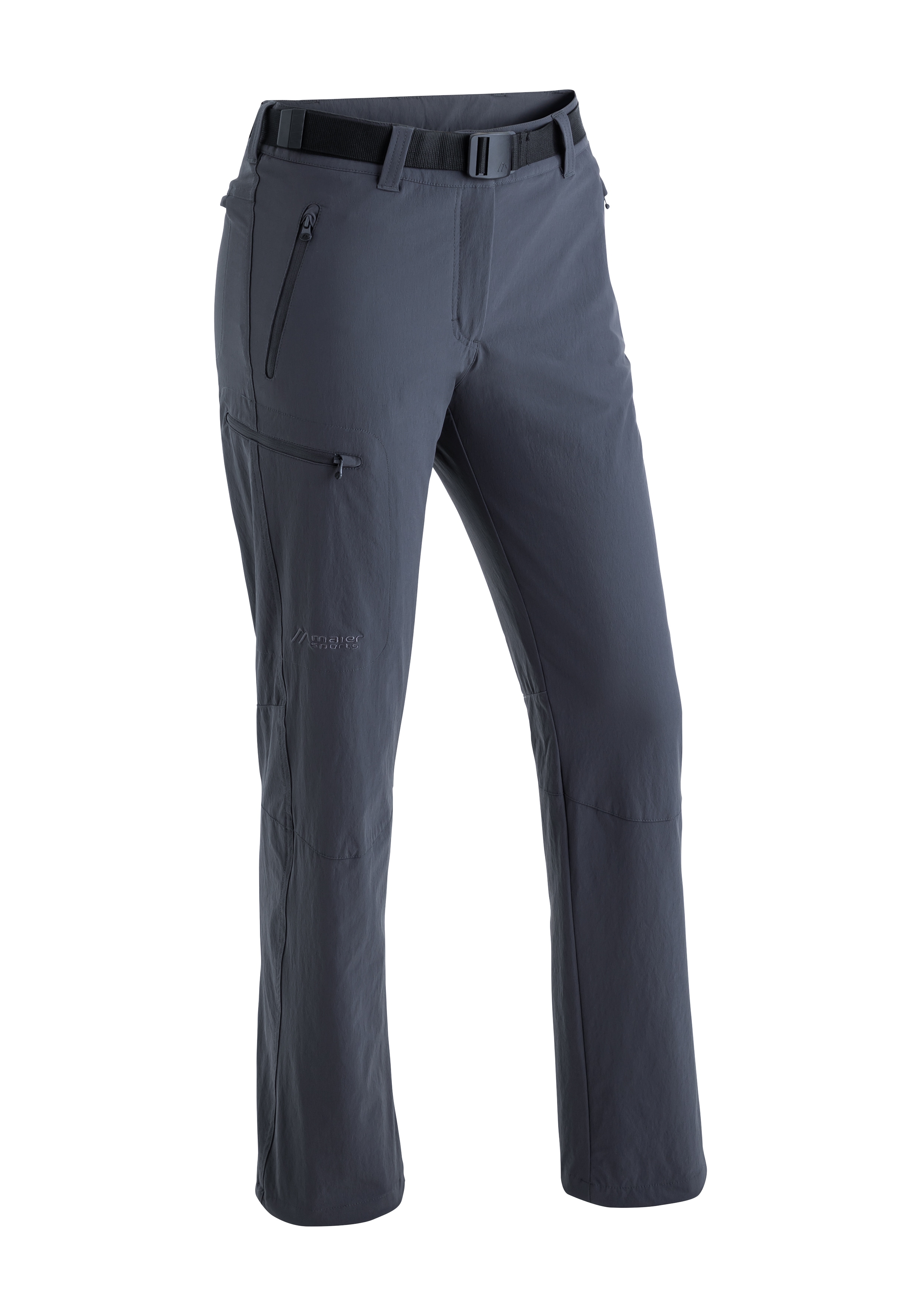 Funktionshose MAIER SPORTS "Rechberg", Damen, Gr. 22, Kurzgrößen, grau, 90% Polyamid, 10% Elasthan, Hosen, Damen Outdoorhose gefüttert, Wanderhose mit 4 RV-Taschen, Regular Fit Image