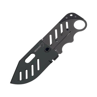 Boker USA Credit Card Knife Black Folding Knife2.25in440C SteelStandard EdgeGrayTitanium Handle 01BO011