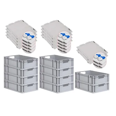 PROREGAL SuperSparSet 10x Eurobox NextGen Economy mit Scharnierdeckel & blauen Verschlüssen, Griffe offen, HxBxT 17x40x60cm, 34L, Eurobehälter Image