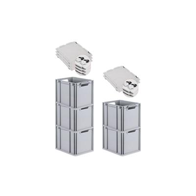 PROREGAL SuperSparSet 5x Eurobox NextGen Economy mit Scharnierdeckel & schwarzen Verschlüssen, Griffe offen, HxBxT 32x30x40cm, 30L, Eurobehälter Image