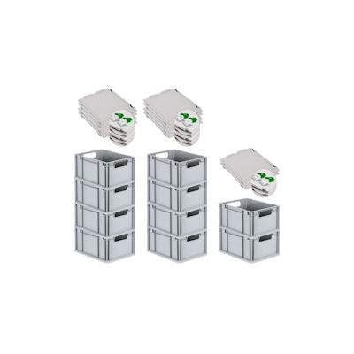 PROREGAL SuperSparSet 10x Eurobox NextGen Economy mit Scharnierdeckel & grünen Verschlüssen, Griffe offen, HxBxT 22x30x40cm, 20L, Eurobehälter Image