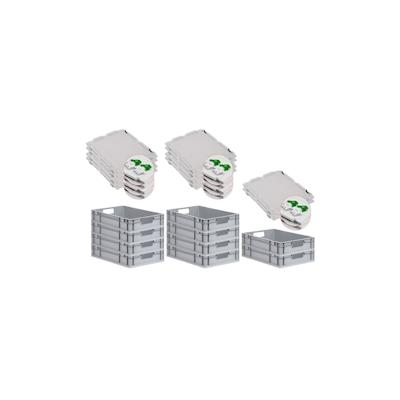 PROREGAL SuperSparSet 10x Eurobox NextGen Economy mit Scharnierdeckel & grünen Verschlüssen, Griffe offen, HxBxT 12x40x60cm, 23L, Eurobehälter Image