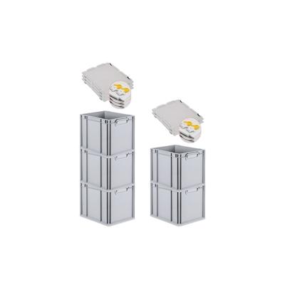 PROREGAL 5x Eurobox NextGen Grip mit Scharnierdeckel & gelben Verschlüssen | HxBxT 32x30x40cm | 30 Liter | Griffe geschlossen | Glatter Boden Image