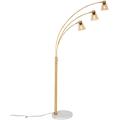 Qazqa - nina - Lampadaire - 3 lumière - h 200 cm - Bronze - Art Deco - éclairage intérieur - Salon