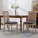 2Pcs Linen Upholstered Dining Chairs with Rattan Backrest