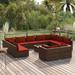 vidaXL Patio Lounge Set Outdoor Sectional Sofa Set Table Garden Poly Rattan - 27.6" x 27.6" x 23.8"