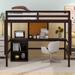 Twin Size Solid Wood Loft Bed with Built-in Desk and Writing Board, Kid's Bed with Storage Cabinet and Wood Slats