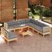 vidaXL 10 Piece Patio Lounge Set with Gray Cushions Solid Pinewood - 25" x 25" x 24.6"