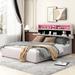 Queen Size Upholstered Platform Bed with Storage Headboard, LED, USB Charging and 2 Drawers