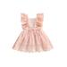 Toddler Baby Girl Infant Summer Clothes Comfy Cotton Linen Lace Princess Overall Dress Sundress