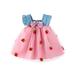 DTBPRQ Girl s Cute Beach Dress Square Neck Sleeveless Bow Ruffle Floral Sundress Trim A Line Mini Short Dress