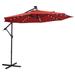 Direct Wicker 10 ft. Solar LED Patio Outdoor Hanging Cantilever Offset Umbrella with 32 LED Lights Red