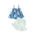Qtinghua Toddler Baby Girl Summer Clothes Kids Floral Short Sleeve T-Shirt Tops High Waist Shorts Pants 2Pcs Outfits Blue 3-4 Years