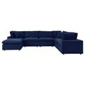 Modular Lounge Sectional Deep Sofa Chair Set Sunbrella Blue Navy Fabric Modern Contemporary Outdoor Patio Balcony Cafe Bistro Garden Furniture Hotel Hospitality