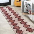 Timantii Modern Trellis Kilim Machine-Washable Red/Ivory 2 ft. x 8 ft. Runner Rug