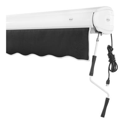 Awntech Key West 14' Black Heavy-Duty Right Motor Retractable Patio Awning with Protective Hood