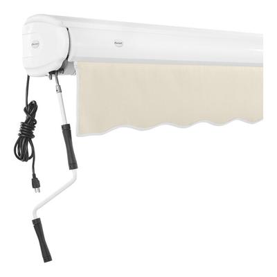 Awntech Key West 12' Linen Heavy-Duty Left Motor Retractable Patio Awning with Protective Hood
