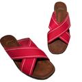 J. Crew Shoes | J. Crew Sandals 7 Skinny Stripe Webbing Red Leather | Color: Red | Size: 7