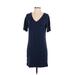 Lou & Grey Casual Dress - Shift: Blue Solid Dresses - Women's Size Small