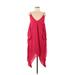Adelyn Rae Casual Dress - A-Line Plunge Sleeveless: Red Print Dresses - Women's Size Medium