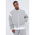 Mens Grey Washed Nylon Bomber With Contrast Trims, Grey