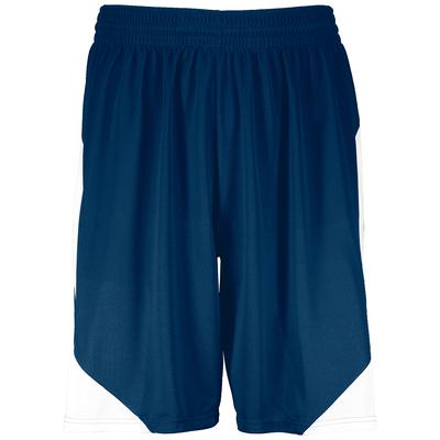 Augusta Sportswear 1734 Youth Step-Back Basketball Shorts in Navy Blue/White size Small | Polyester