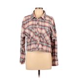 Miss Posh Long Sleeve Button Down Shirt: Red Plaid Tops - Women's Size Large