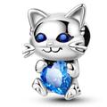 Charms Anhänger Charm kompatibel für Pandora 925 Sterling Katze mit Stein