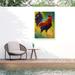 August Grove® Arniesha Marion Rose 'Hot Shot Rooster' Outdoor Canvas All-Weather Canvas, Wood in Black/Green/Yellow | 19 H x 14 W x 1.5 D in | Wayfair