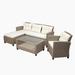 Red Barrel Studio® 3 Piece Rattan Sectional Seating Group w/ Cushions Synthetic Wicker/All - Weather Wicker/Wicker/Rattan in White/Brown | Outdoor Furniture | Wayfair