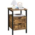 17 Stories Wooden Bedside Table End Table w/ 2 Spacious Drawer & Open Shelf For Bedroom Living Room Wood in Brown | 24 H x 16 W x 16 D in | Wayfair