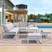 Industrial Style Outdoor Sofa Combination Set With 2 Love Sofa,1 Single Sofa,1 Table,2 Bench, Easy to Clean and Assemble
