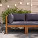 vidaXL Sectional Corner Sofa with Dark Gray Cushions Solid Acacia Wood - 27.2" x 27.2" x 24.6"