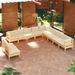 vidaXL 11 Piece Patio Lounge Set with Cream Cushions Solid Pinewood - 25" x 25" x 24.6"