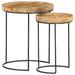 vidaXL Coffee Table Set 2 Piece Round End Sofa Table Solid Wood and Steel